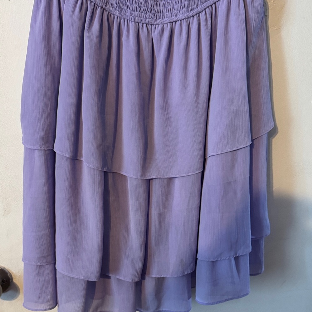 Chic Lilac Ruffle Mini Dress - Picture 3 of 4